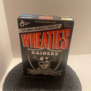 Vintage 1995 Oakland Raiders Cereal Box The silver and Black, Back in Oakland